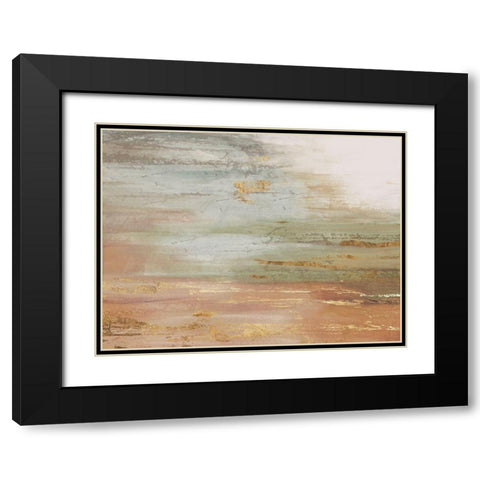 Gold and Blush Coast Black Modern Wood Framed Art Print with Double Matting by PI Studio