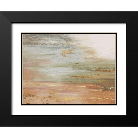 Gold and Blush Coast Black Modern Wood Framed Art Print with Double Matting by PI Studio