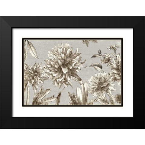 Vintage Blooms Black Modern Wood Framed Art Print with Double Matting by PI Studio