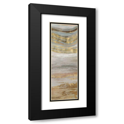 Gold Swirl II Black Modern Wood Framed Art Print with Double Matting by PI Studio