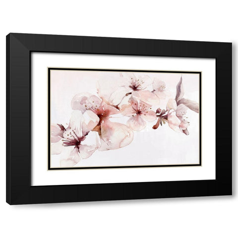 Watercolor Blossoms I Black Modern Wood Framed Art Print with Double Matting by PI Studio