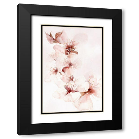 Watercolor Blossoms II Black Modern Wood Framed Art Print with Double Matting by PI Studio