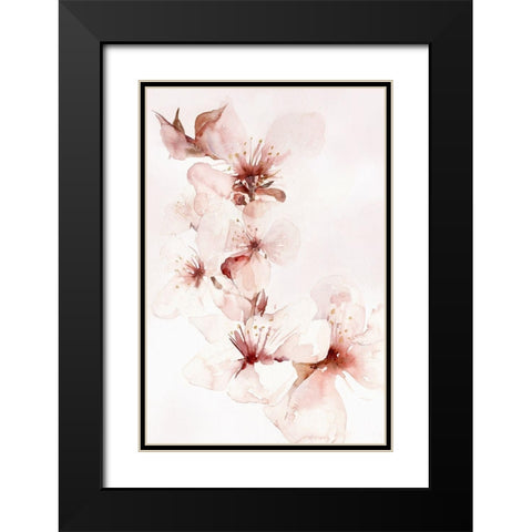 Watercolor Blossoms II Black Modern Wood Framed Art Print with Double Matting by PI Studio