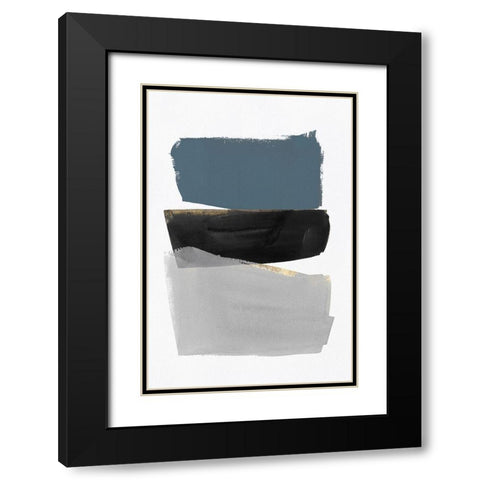 Stacked Blocks Black Modern Wood Framed Art Print with Double Matting by PI Studio