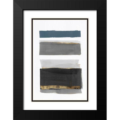 Stacked Stripes II Black Modern Wood Framed Art Print with Double Matting by PI Studio
