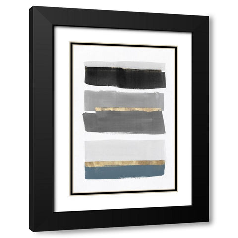 Stacked Stripes III Black Modern Wood Framed Art Print with Double Matting by PI Studio