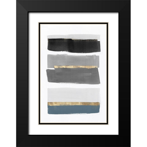 Stacked Stripes III Black Modern Wood Framed Art Print with Double Matting by PI Studio