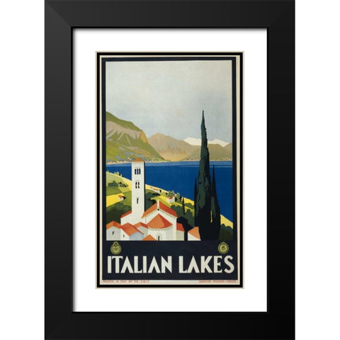 Italian Lakes Black Modern Wood Framed Art Print with Double Matting by PI Collection