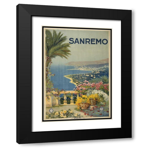 San Remo Black Modern Wood Framed Art Print with Double Matting by PI Collection