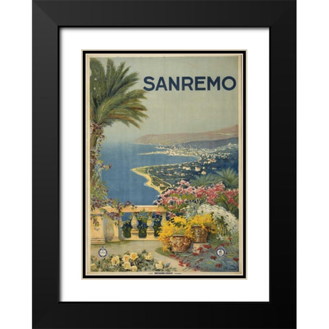 San Remo Black Modern Wood Framed Art Print with Double Matting by PI Collection