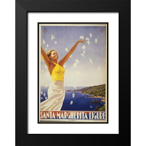 Santa Margherita Black Modern Wood Framed Art Print with Double Matting by PI Collection