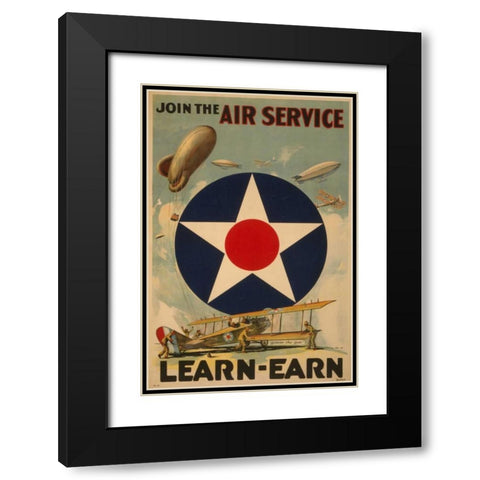Air Service Black Modern Wood Framed Art Print with Double Matting by PI Collection