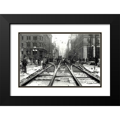 Bay and Wellington Black Modern Wood Framed Art Print with Double Matting by PI Collection