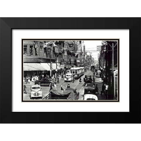 Yonge St Black Modern Wood Framed Art Print with Double Matting by PI Collection
