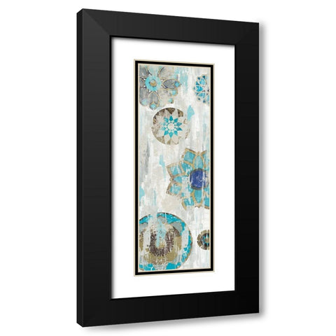 Suzani Blue III Black Modern Wood Framed Art Print with Double Matting by Reeves, Tom