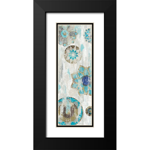 Suzani Blue III Black Modern Wood Framed Art Print with Double Matting by Reeves, Tom