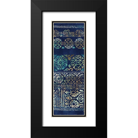 Indigo Damask I  Black Modern Wood Framed Art Print with Double Matting by Reeves, Tom