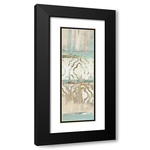 Teal Patchwork II Black Modern Wood Framed Art Print with Double Matting by Reeves, Tom