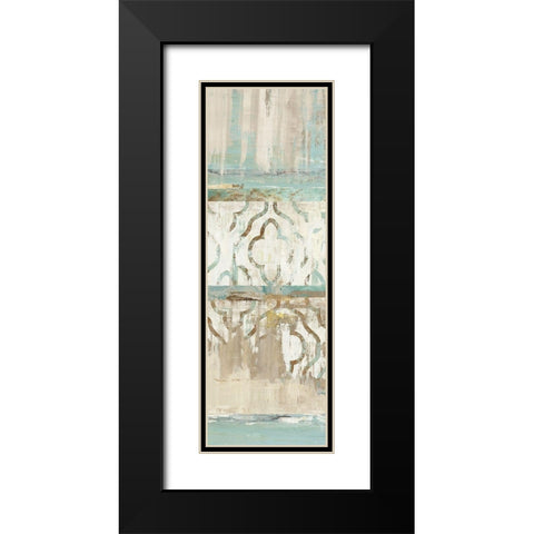 Teal Patchwork II Black Modern Wood Framed Art Print with Double Matting by Reeves, Tom
