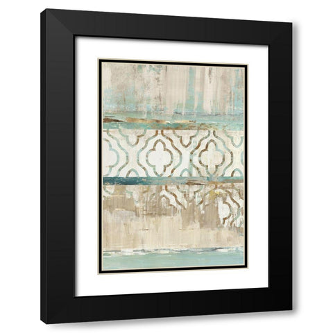 Teal Patchwork III Black Modern Wood Framed Art Print with Double Matting by Reeves, Tom