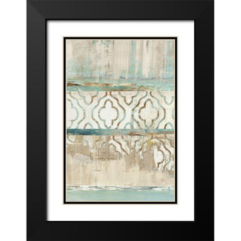Teal Patchwork III Black Modern Wood Framed Art Print with Double Matting by Reeves, Tom