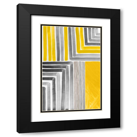 Yellow Mikado I Black Modern Wood Framed Art Print with Double Matting by Reeves, Tom
