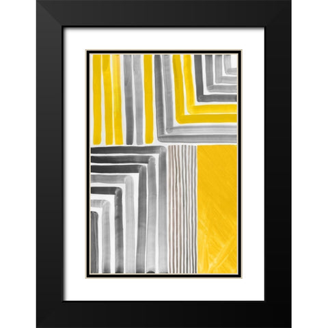 Yellow Mikado I Black Modern Wood Framed Art Print with Double Matting by Reeves, Tom