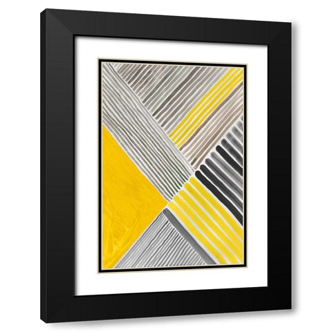 Yellow Mikado II Black Modern Wood Framed Art Print with Double Matting by Reeves, Tom