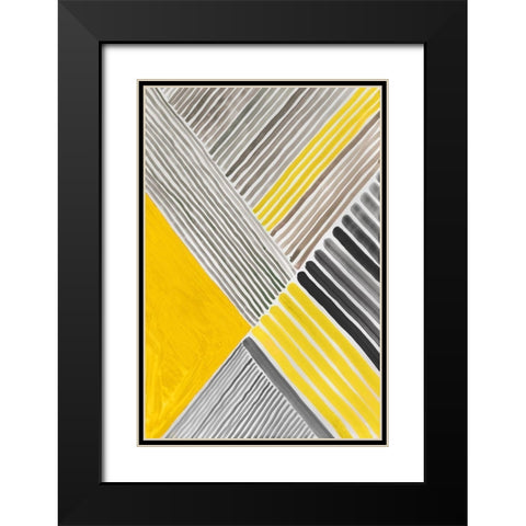 Yellow Mikado II Black Modern Wood Framed Art Print with Double Matting by Reeves, Tom