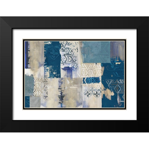Indigo Patchwork  Black Modern Wood Framed Art Print with Double Matting by Reeves, Tom