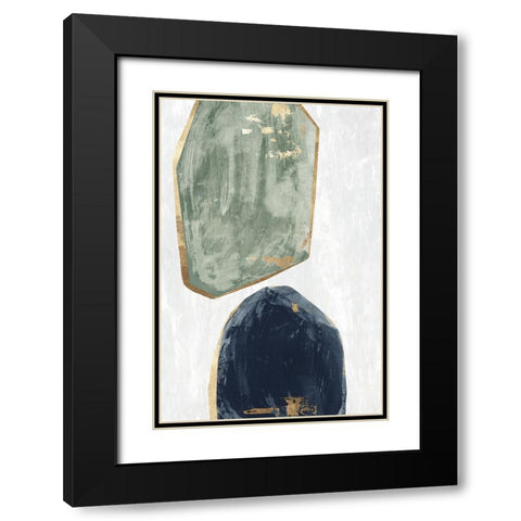 Stones I Blue Version Black Modern Wood Framed Art Print with Double Matting by Reeves, Tom