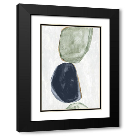 Stones II Blue Version Black Modern Wood Framed Art Print with Double Matting by Reeves, Tom
