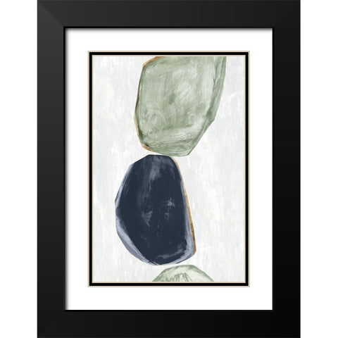 Stones II Blue Version Black Modern Wood Framed Art Print with Double Matting by Reeves, Tom
