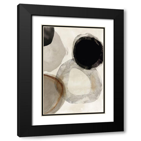 Beige Rings I  Black Modern Wood Framed Art Print with Double Matting by Reeves, Tom
