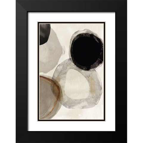 Beige Rings I  Black Modern Wood Framed Art Print with Double Matting by Reeves, Tom