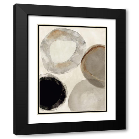 Beige Rings II Black Modern Wood Framed Art Print with Double Matting by Reeves, Tom