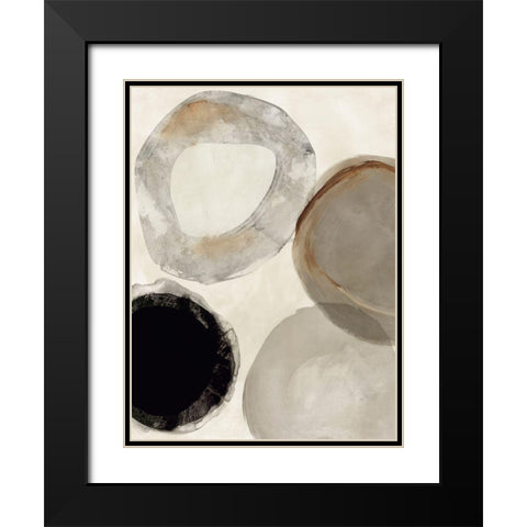 Beige Rings II Black Modern Wood Framed Art Print with Double Matting by Reeves, Tom