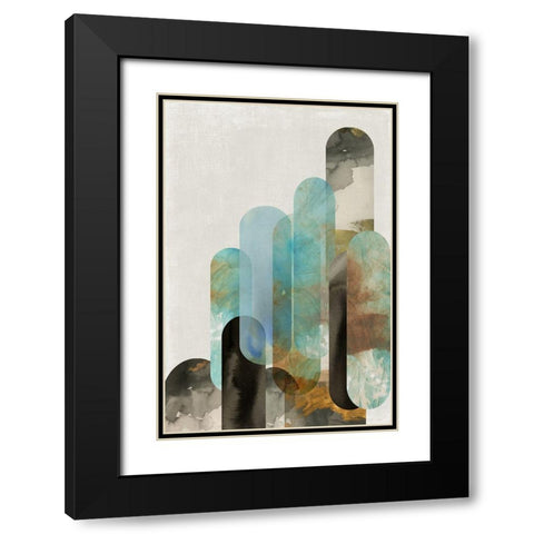 Teal Arches I  Black Modern Wood Framed Art Print with Double Matting by Reeves, Tom