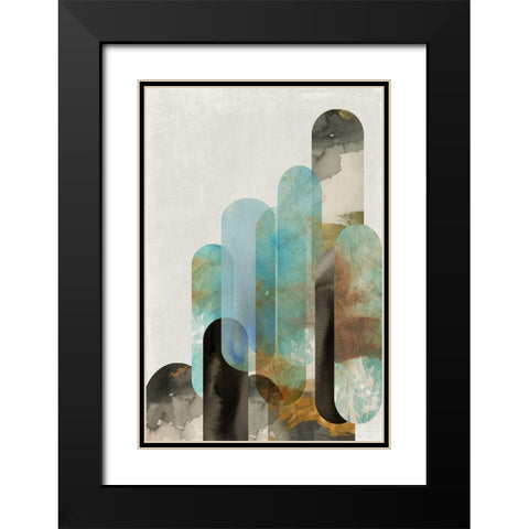 Teal Arches I  Black Modern Wood Framed Art Print with Double Matting by Reeves, Tom