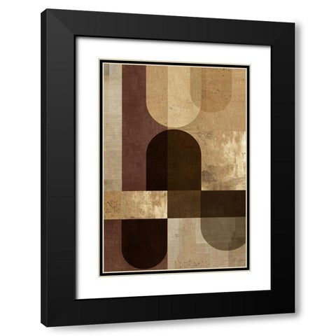 Golden Geo I  Black Modern Wood Framed Art Print with Double Matting by Reeves, Tom