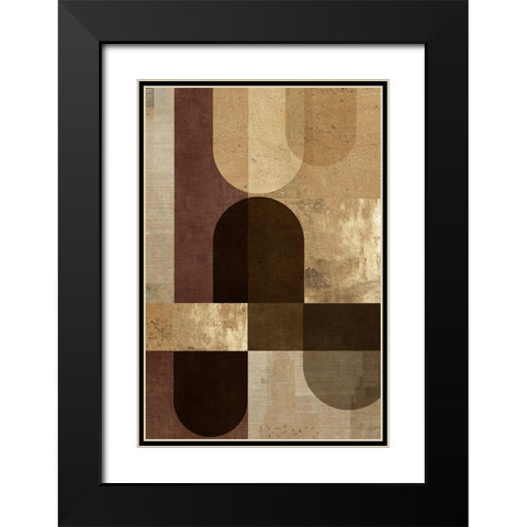 Golden Geo I  Black Modern Wood Framed Art Print with Double Matting by Reeves, Tom
