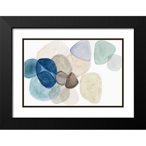 Blue Bubbles Merge I  Black Modern Wood Framed Art Print with Double Matting by Reeves, Tom