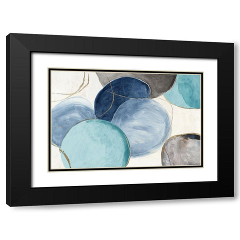 Blue Geo Blob Black Modern Wood Framed Art Print with Double Matting by Reeves, Tom