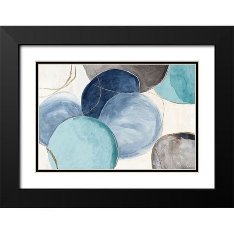 Blue Geo Blob Black Modern Wood Framed Art Print with Double Matting by Reeves, Tom