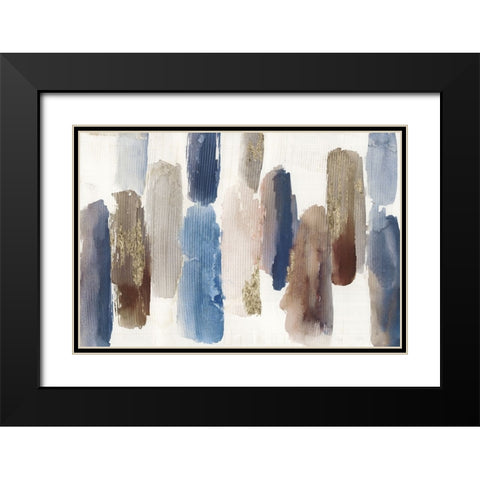 Blue Harmony Shapes Black Modern Wood Framed Art Print with Double Matting by Reeves, Tom