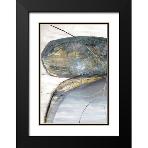 Teal Stones I Black Modern Wood Framed Art Print with Double Matting by Reeves, Tom