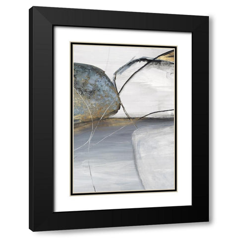 Teal Stones II Black Modern Wood Framed Art Print with Double Matting by Reeves, Tom