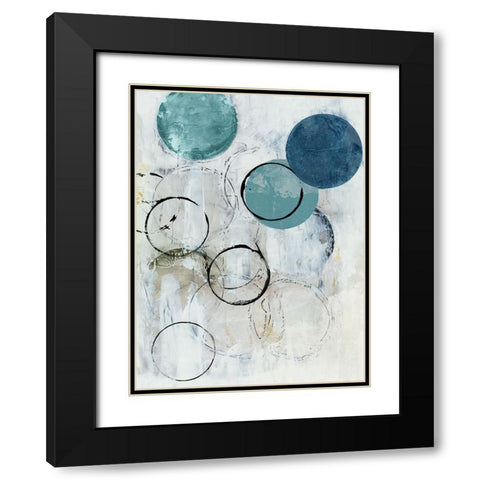 Blue Circles II Black Modern Wood Framed Art Print with Double Matting by Reeves, Tom