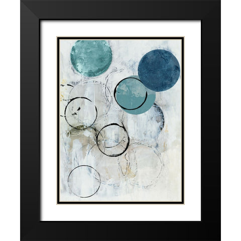 Blue Circles II Black Modern Wood Framed Art Print with Double Matting by Reeves, Tom