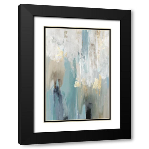 Teal Cascade Black Modern Wood Framed Art Print with Double Matting by Reeves, Tom